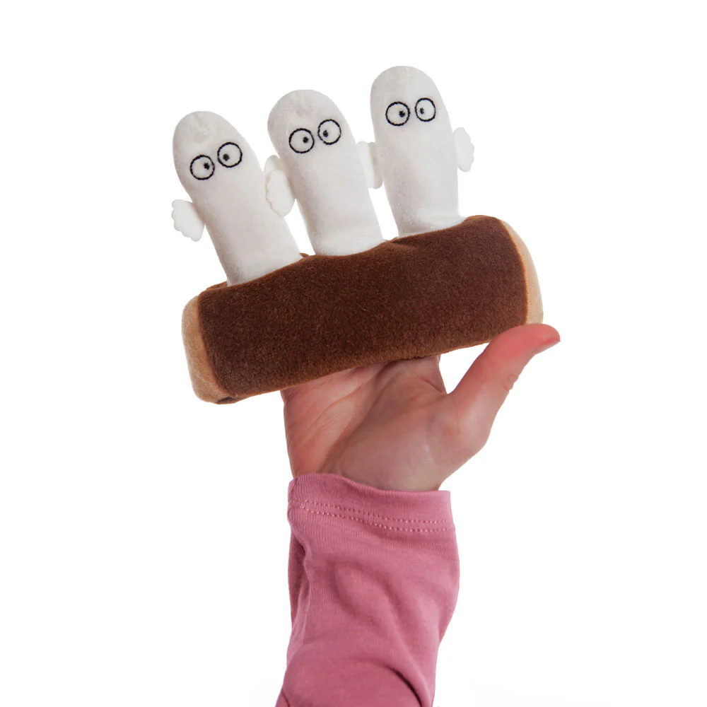 Hattifatteners on Log Finger Puppets